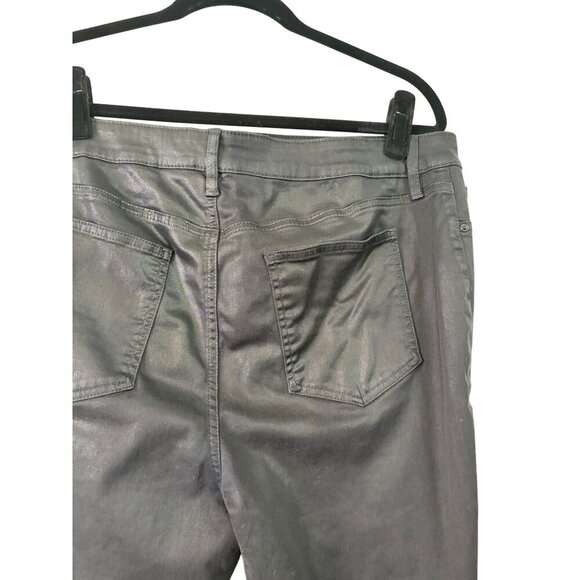 Chicos Women's Shiny Black Stretch Jegging Pants W Front & Back Pockets Size 14 - Picture 9 of 13